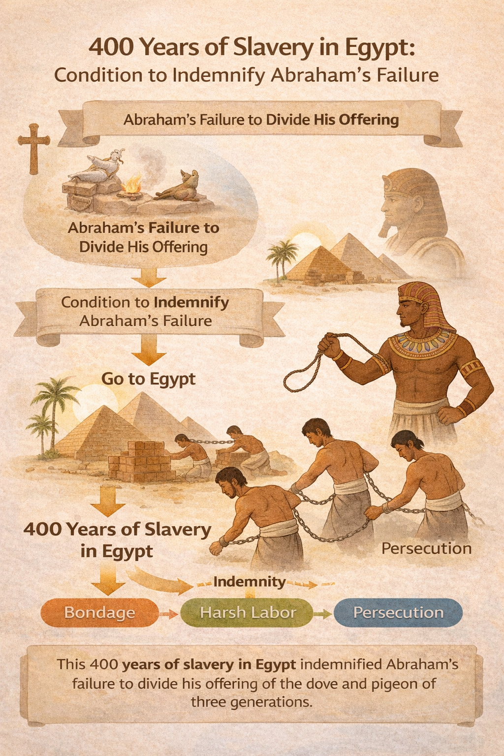 400 years of slavery in Egypt as a condition to indemnify Abraham's failure to divide his offering